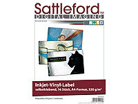 Sattleford 16 Vinyl-Klebefolien für Inkjet-Drucker, wetterfest, DIN A4,  weiß; Drucker-Etiketten Drucker-Etiketten 